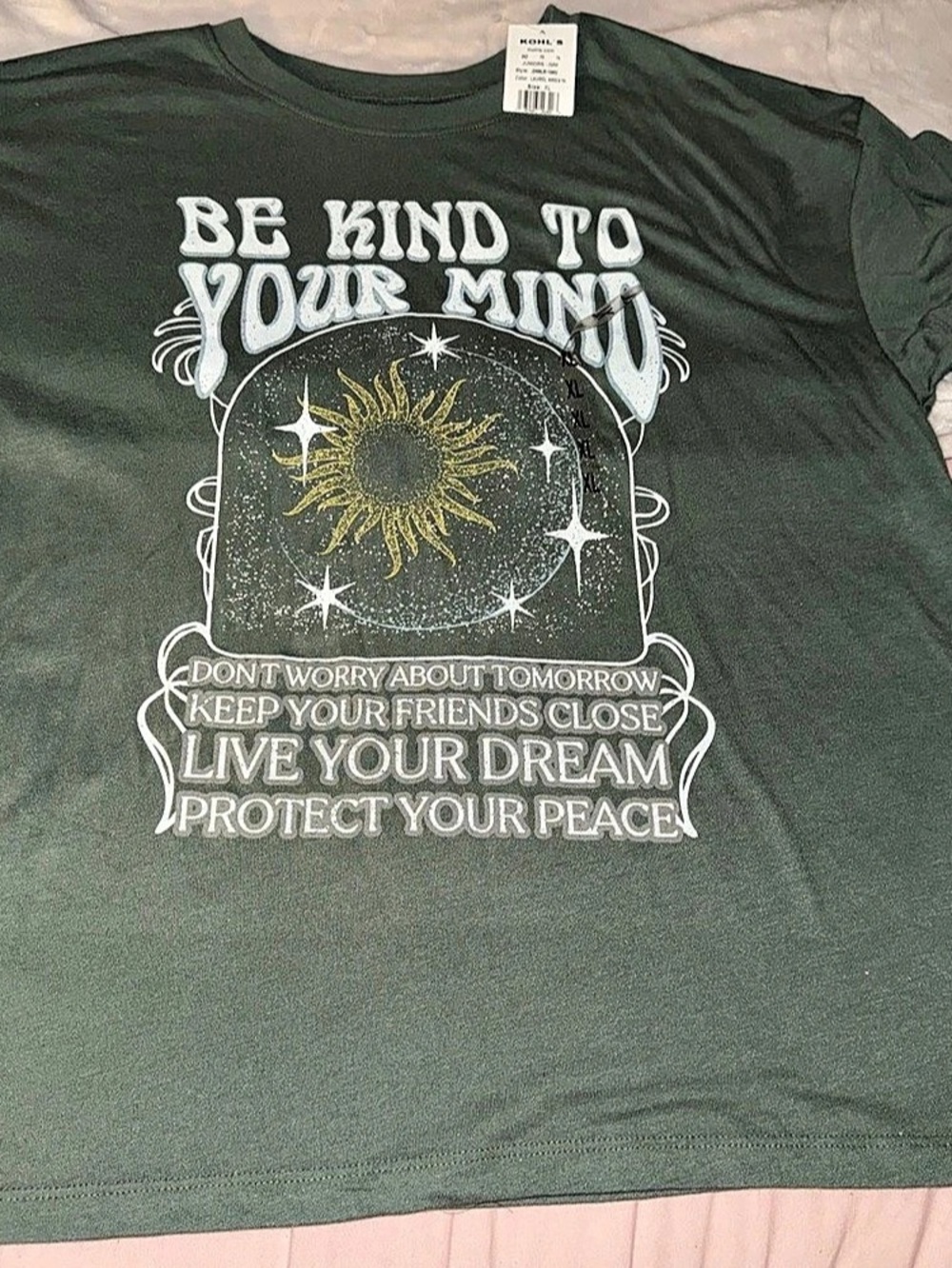 Kohl's Be Kind To Your Mind Graphic Tee Green XL